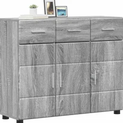 vidaXL Dressoir FLORIN 88,5 x 30,5 x 73 cm Grijs Sonoma Bewerkt hout