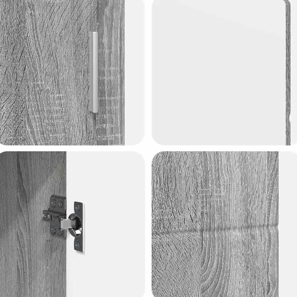 vidaXL Dressoir FLORIN 88,5 x 30,5 x 55,5 cm Grijs Sonoma Bewerkt hout