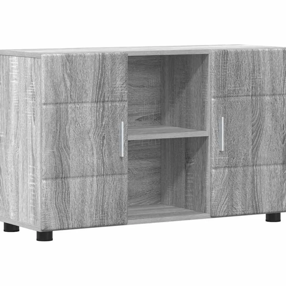 vidaXL Dressoir FLORIN 88,5 x 30,5 x 55,5 cm Grijs Sonoma Bewerkt hout