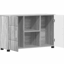 vidaXL Dressoir FLORIN 88,5 x 30,5 x 55,5 cm Grijs Sonoma Bewerkt hout