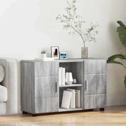 vidaXL Dressoir FLORIN 88,5 x 30,5 x 55,5 cm Grijs Sonoma Bewerkt hout