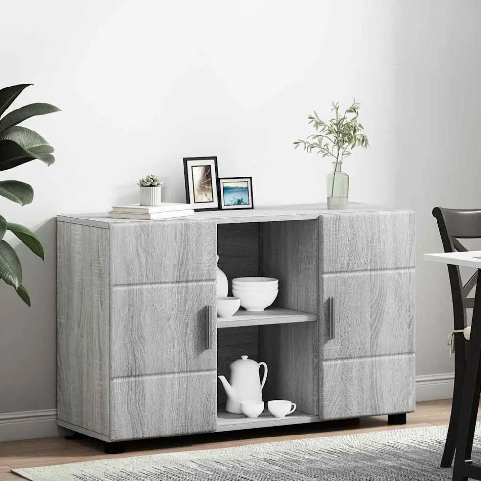 vidaXL Dressoir FLORIN 88,5 x 30,5 x 55,5 cm Grijs Sonoma Bewerkt hout