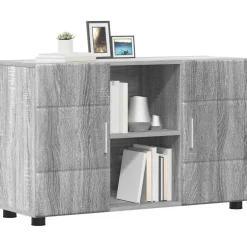 vidaXL Dressoir FLORIN 88,5 x 30,5 x 55,5 cm Grijs Sonoma Bewerkt hout