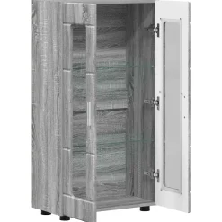 vidaXL Dressoir FLORIN 55,5 x 29 x 100 cm Grijs Sonoma Bewerkt hout