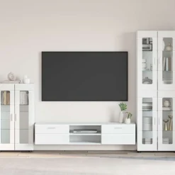 vidaXL Dressoir FLORIN 55,5 x 29 x 100 cm Hoogglans wit Bewerkt hout