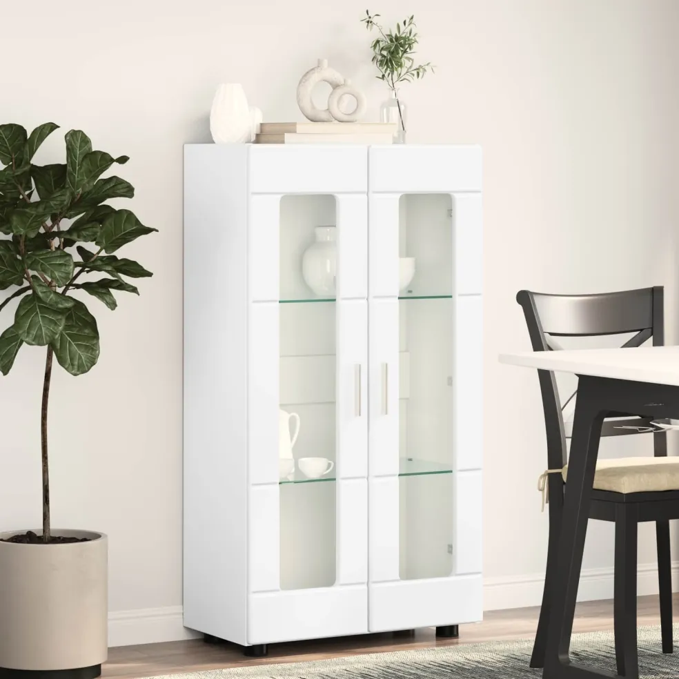 vidaXL Dressoir FLORIN 55,5 x 29 x 100 cm Hoogglans wit Bewerkt hout