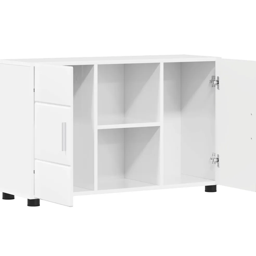 vidaXL Dressoir FLORIN 88,5 x 30,5 x 55,5 cm Hoogglans wit