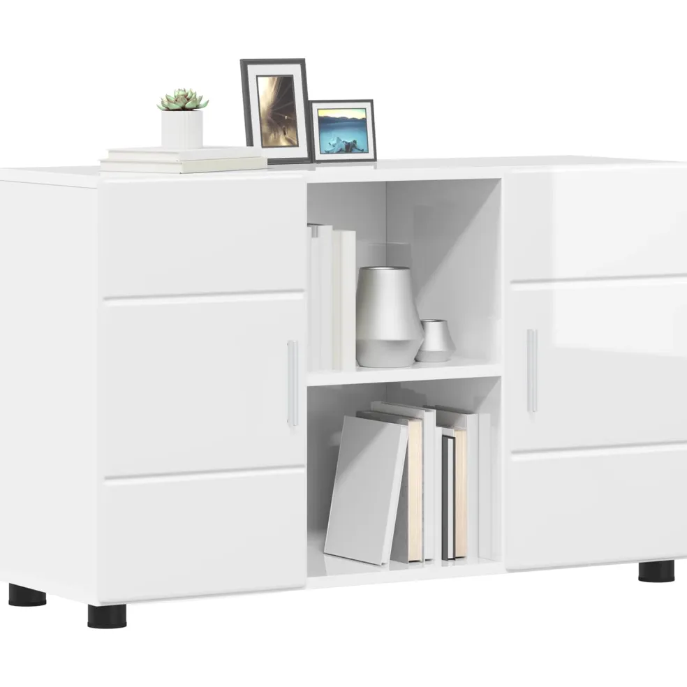 vidaXL Dressoir FLORIN 88,5 x 30,5 x 55,5 cm Hoogglans wit