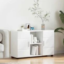vidaXL Dressoir FLORIN 88,5 x 30,5 x 55,5 cm Hoogglans wit