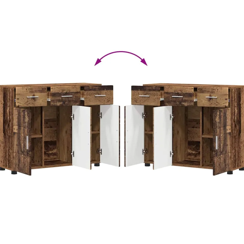 vidaXL Dressoir FLORIN 88,5 x 30,5 x 73 cm Oudhout Bewerkt hout