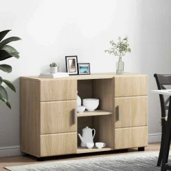 vidaXL Dressoir FLORIN 88,5 x 30,5 x 55,5 cm Sonoma Eiken Bewerkt hout
