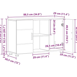 vidaXL Dressoir FLORIN 88,5 x 30,5 x 55,5 cm Sonoma Eiken Bewerkt hout