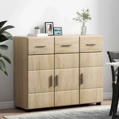 vidaXL Dressoir FLORIN 88,5 x 30,5 x 73 cm Sonoma Eiken Bewerkt hout