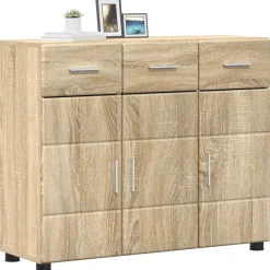 vidaXL Dressoir FLORIN 88,5 x 30,5 x 73 cm Sonoma Eiken Bewerkt hout