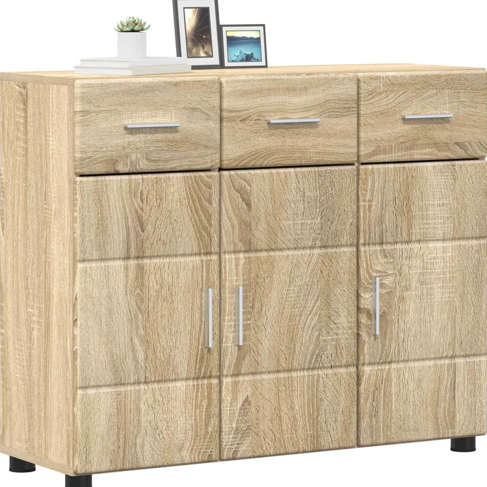 vidaXL Dressoir FLORIN 88,5 x 30,5 x 73 cm Sonoma Eiken Bewerkt hout