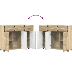 vidaXL Dressoir FLORIN 88,5 x 30,5 x 73 cm Sonoma Eiken Bewerkt hout