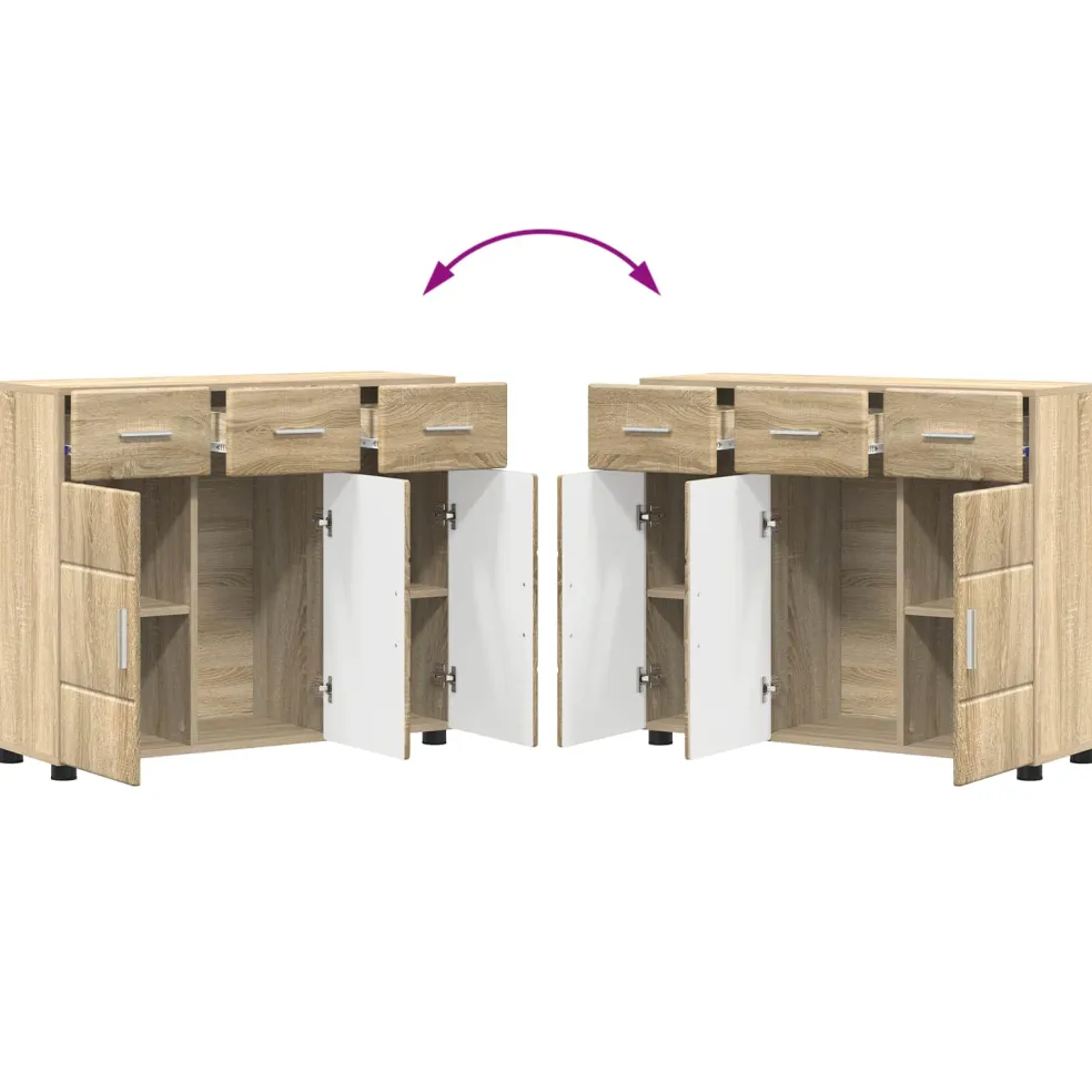 vidaXL Dressoir FLORIN 88,5 x 30,5 x 73 cm Sonoma Eiken Bewerkt hout