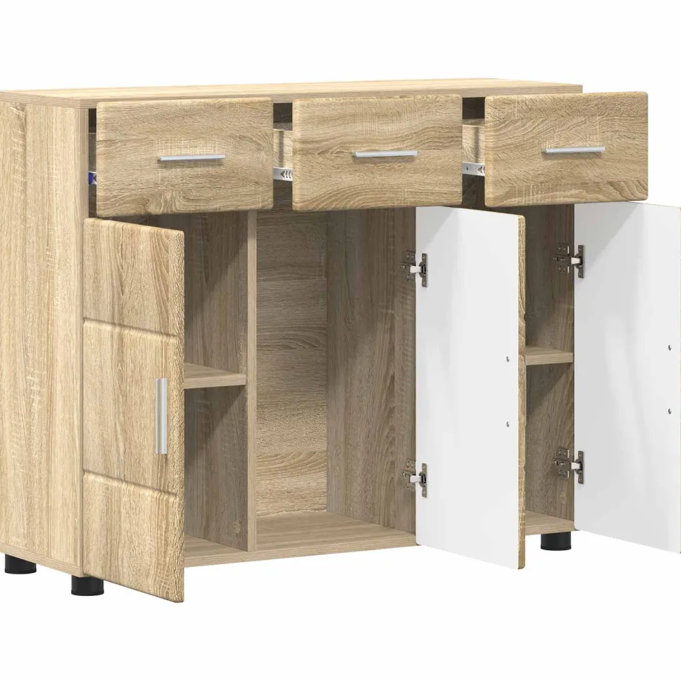 vidaXL Dressoir FLORIN 88,5 x 30,5 x 73 cm Sonoma Eiken Bewerkt hout