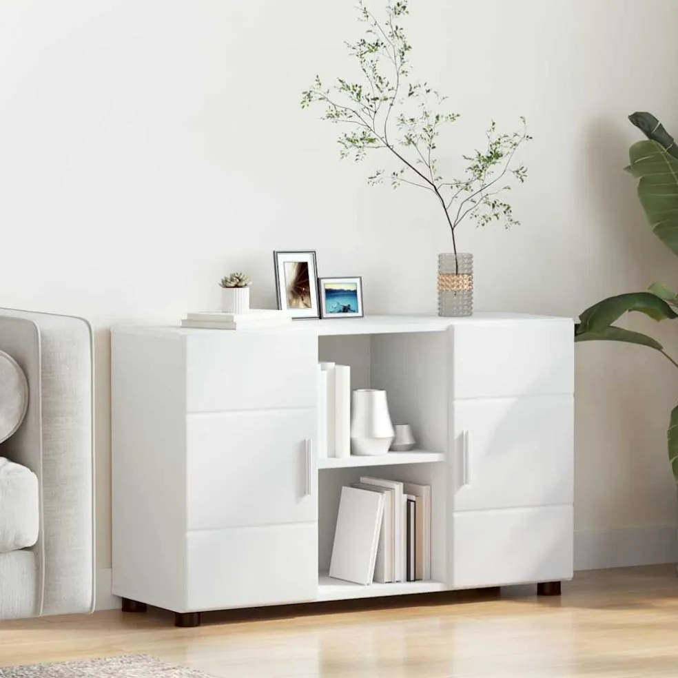 vidaXL Dressoir FLORIN 88,5 x 30,5 x 55,5 cm Wit Bewerkt hout
