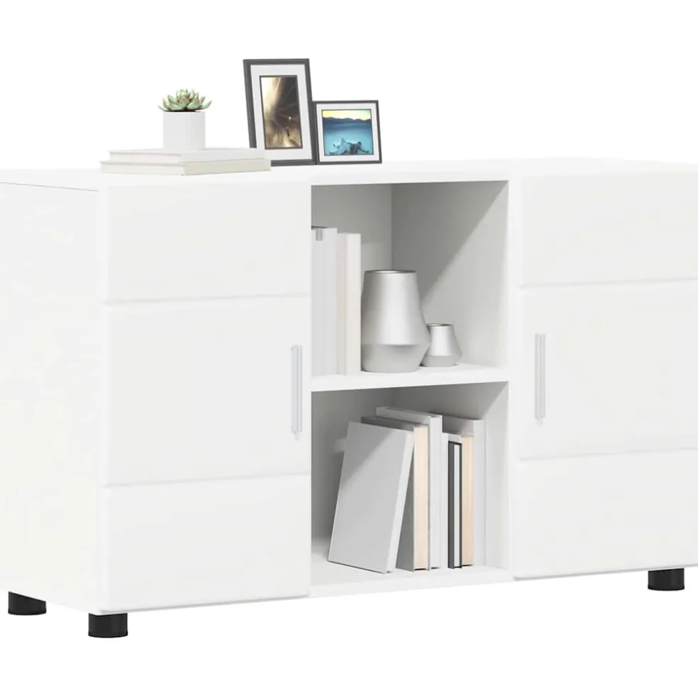vidaXL Dressoir FLORIN 88,5 x 30,5 x 55,5 cm Wit Bewerkt hout