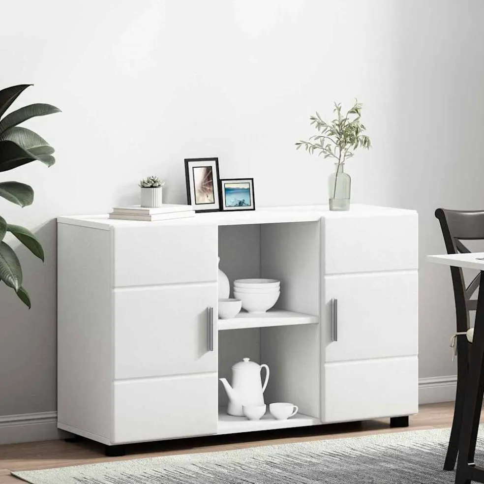 vidaXL Dressoir FLORIN 88,5 x 30,5 x 55,5 cm Wit Bewerkt hout