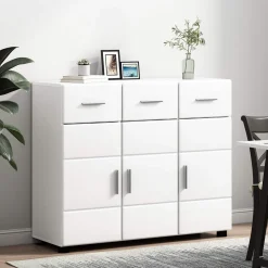 vidaXL Dressoir FLORIN 88,5 x 30,5 x 73 cm Wit Bewerkt hout