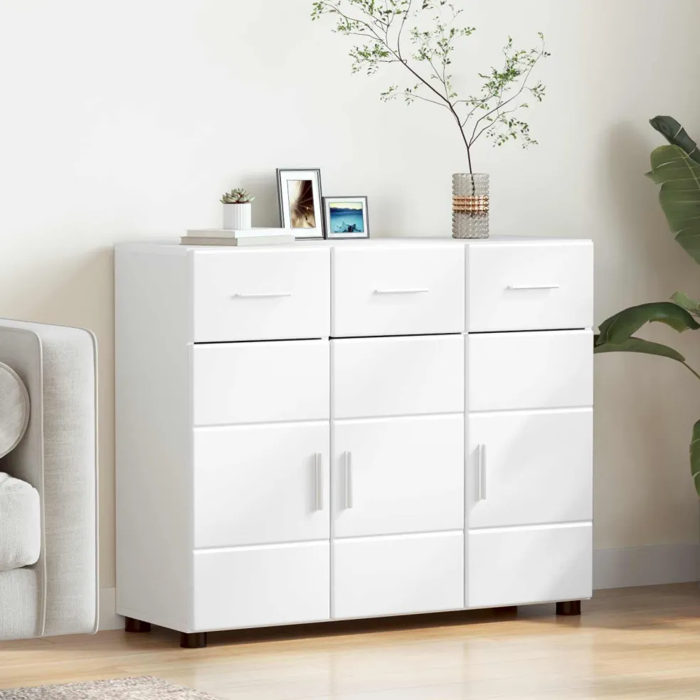 vidaXL Dressoir FLORIN 88,5 x 30,5 x 73 cm Wit Bewerkt hout
