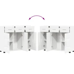 vidaXL Dressoir FLORIN 88,5 x 30,5 x 73 cm Wit Bewerkt hout