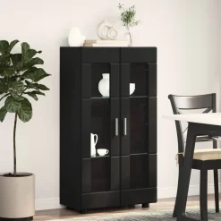 vidaXL Dressoir FLORIN 55,5 x 29 x 100 cm Zwart Bewerkt hout