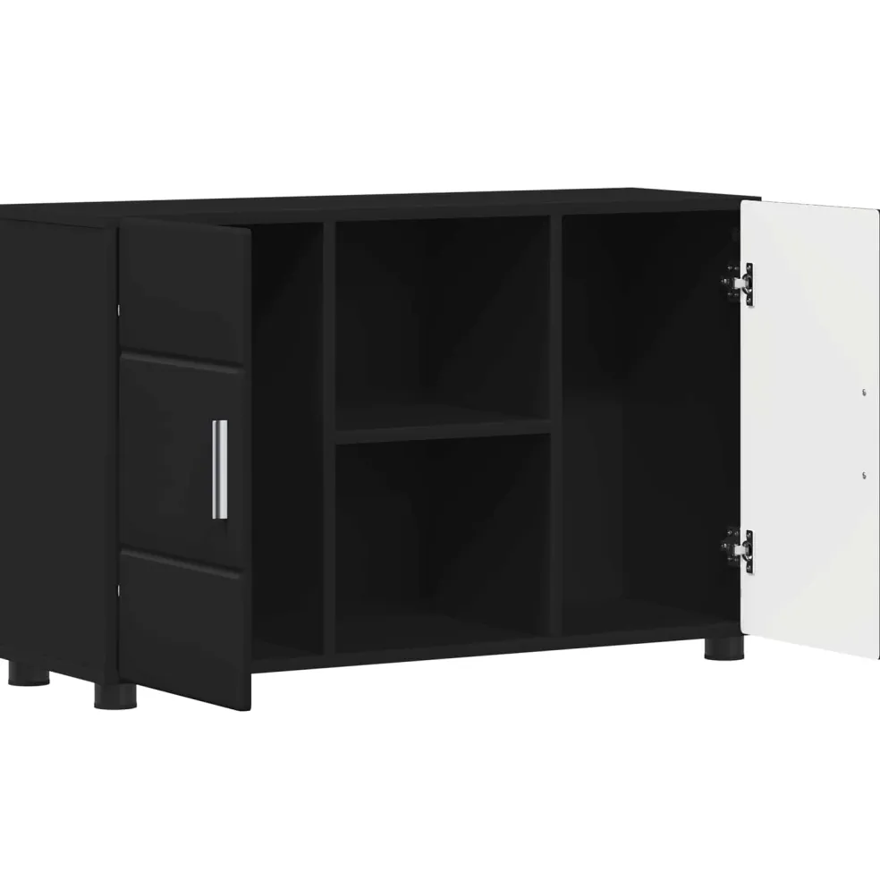 vidaXL Dressoir FLORIN 88,5 x 30,5 x 55,5 cm Zwart Bewerkt hout