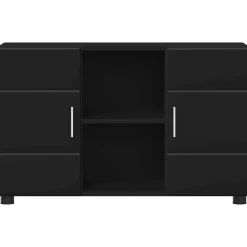 vidaXL Dressoir FLORIN 88,5 x 30,5 x 55,5 cm Zwart Bewerkt hout
