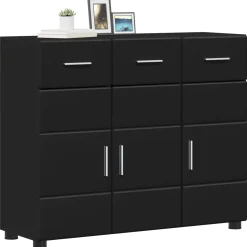 vidaXL Dressoir FLORIN 88,5 x 30,5 x 73 cm Zwart Bewerkt hout