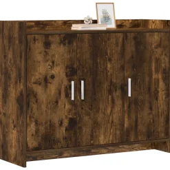 vidaXL Dressoir Gerookt eiken 98,5 x 33 x 80 cm Bewerkt hout