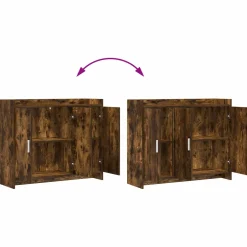 vidaXL Dressoir Gerookt eiken 98,5 x 33 x 80 cm Bewerkt hout
