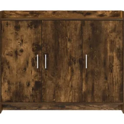 vidaXL Dressoir Gerookt eiken 98,5 x 33 x 80 cm Bewerkt hout