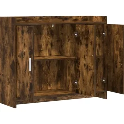 vidaXL Dressoir Gerookt eiken 98,5 x 33 x 80 cm Bewerkt hout