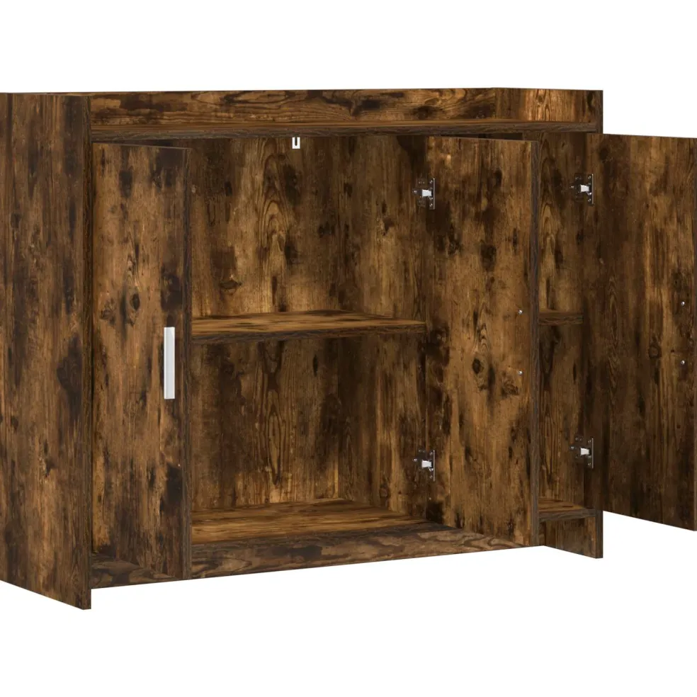 vidaXL Dressoir Gerookt eiken 98,5 x 33 x 80 cm Bewerkt hout
