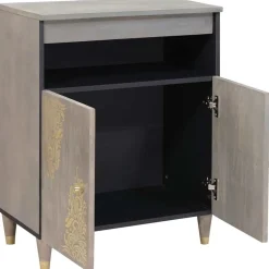 vidaXL Dressoir Grijs en Goud 60 x 33 x 75 cm Massief Mango Hout