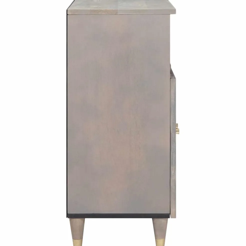 vidaXL Dressoir Grijs en Goud 60 x 33 x 75 cm Massief Mango Hout