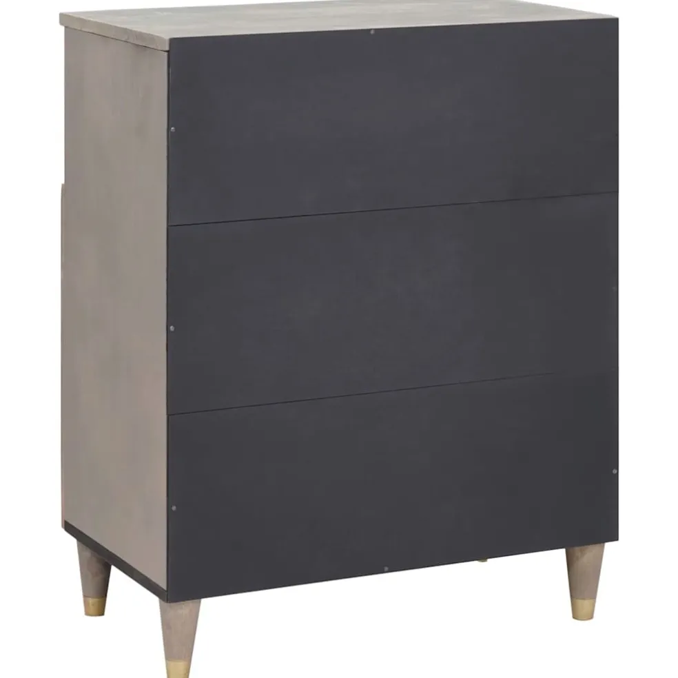 vidaXL Dressoir Grijs en Goud 60 x 33 x 75 cm Massief Mango Hout
