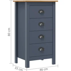 vidaXL Dressoir Hill 46x35x80 cm massief grenenhout grijs