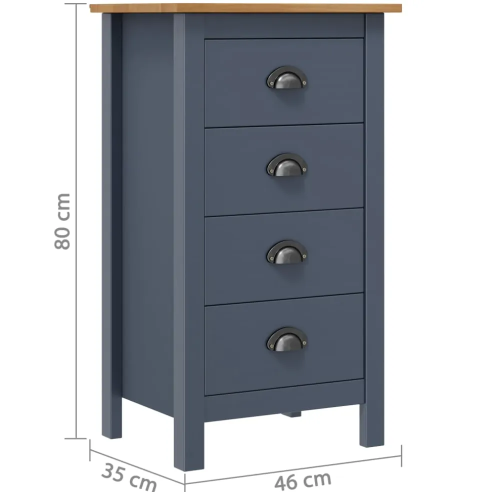 vidaXL Dressoir Hill 46x35x80 cm massief grenenhout grijs
