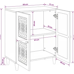 vidaXL Dressoir Lichtbruin 60 x 33 x 75 cm massief mangohout