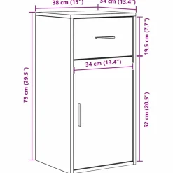 vidaXL Dressoir met lade Sonoma Eiken 38 x 34 x 75 cm