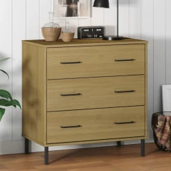 vidaXL Dressoir met 3 lades OSLO 77x40x79,5 cm grenenhout bruin