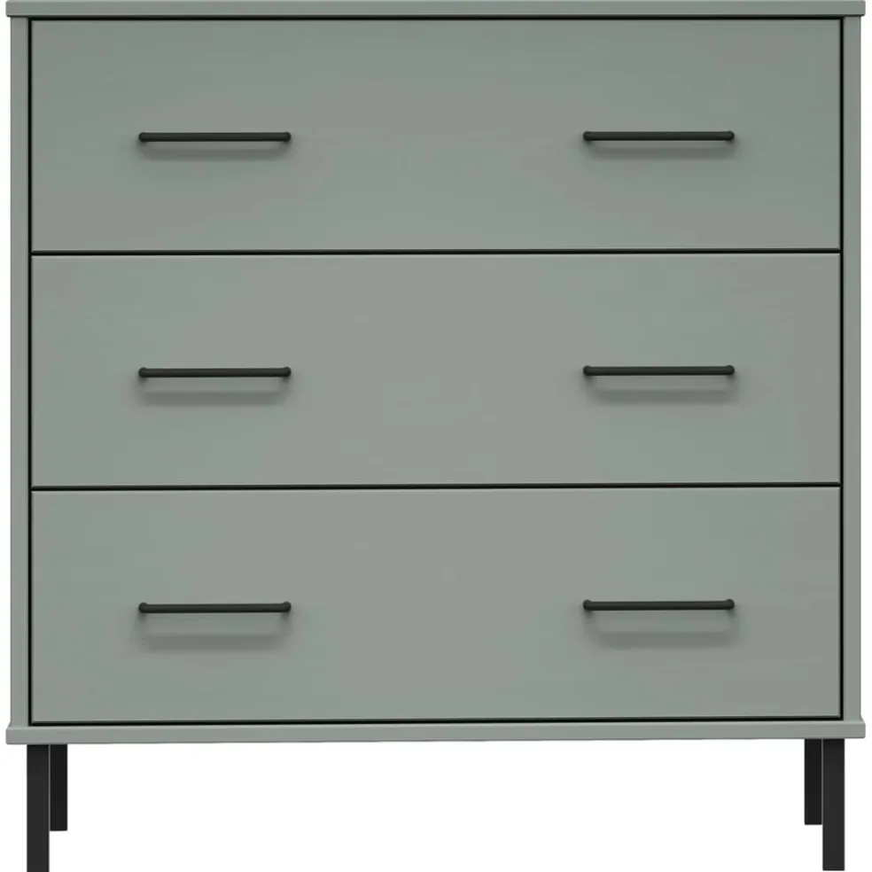 vidaXL Dressoir met 3 lades OSLO 77x40x79,5 cm massief hout grijs