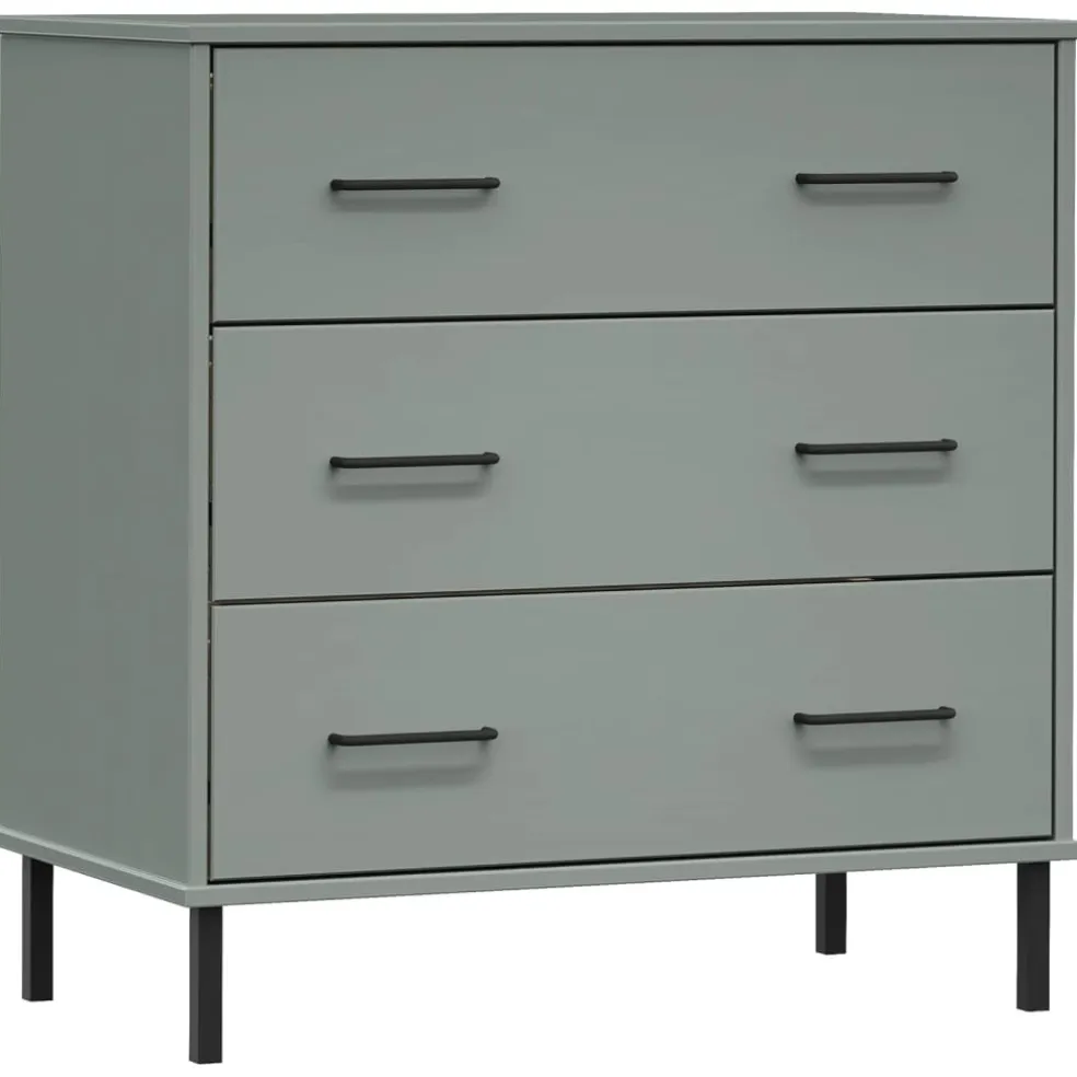 vidaXL Dressoir met 3 lades OSLO 77x40x79,5 cm massief hout grijs