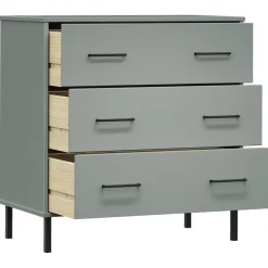 vidaXL Dressoir met 3 lades OSLO 77x40x79,5 cm massief hout grijs