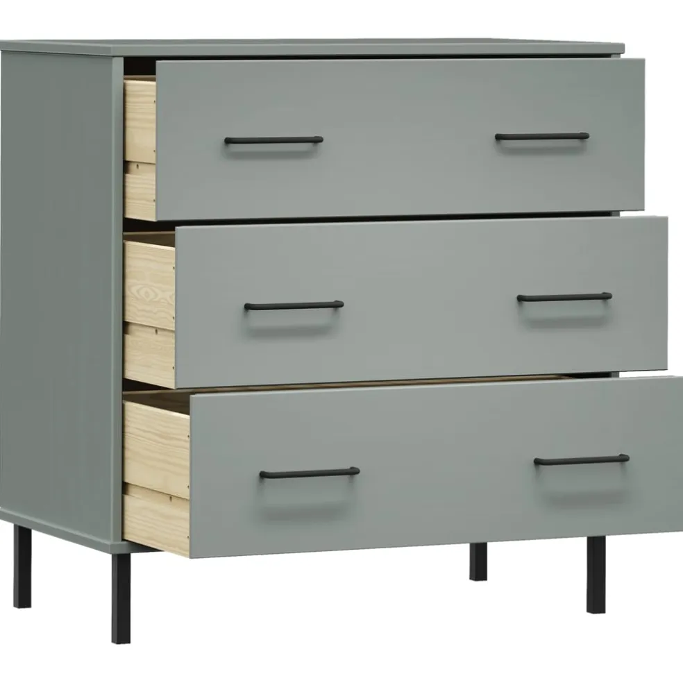 vidaXL Dressoir met 3 lades OSLO 77x40x79,5 cm massief hout grijs