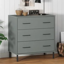 vidaXL Dressoir met 3 lades OSLO 77x40x79,5 cm massief hout grijs